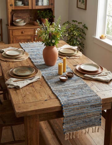 1' 2 x 5' 1 Hand Woven Chindi Jute Table Runner Rug