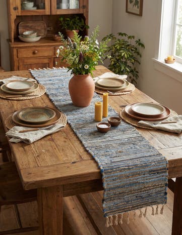 1' 2 x 5' 1 Hand Woven Chindi Jute Table Runner Rug