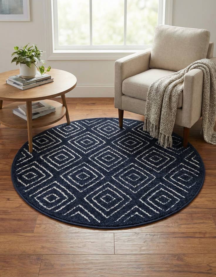 Detail image of  3' x 3'  Washable Sabrina Soto Indoor / Outdoor Round Rug