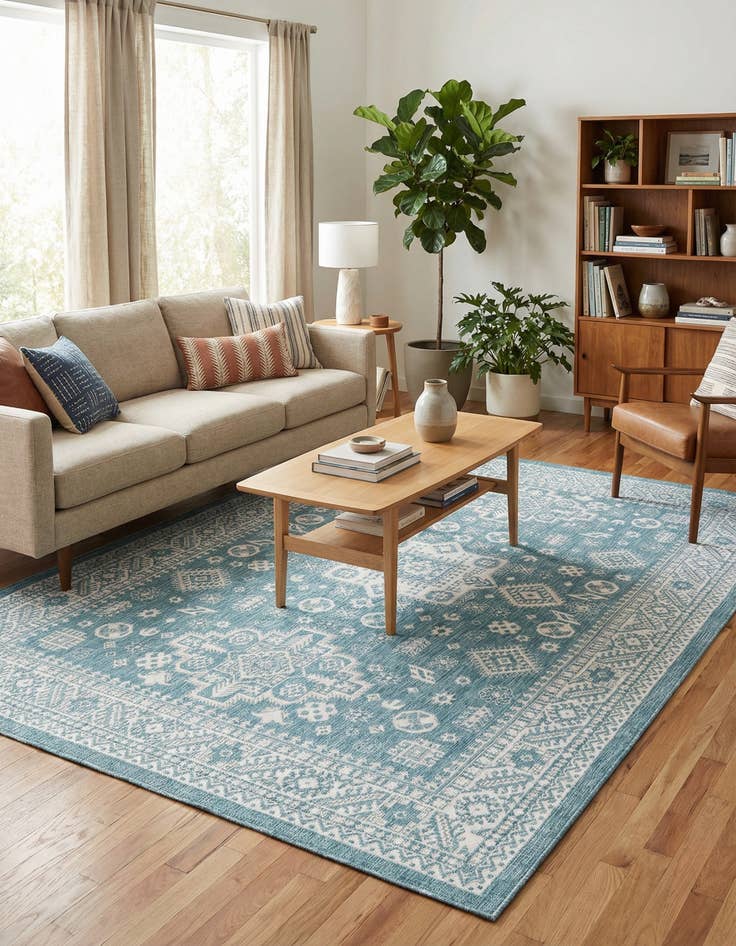 Detail image of 7' 10 x 11'  Washable Aztec Indoor / Outdoor Rug