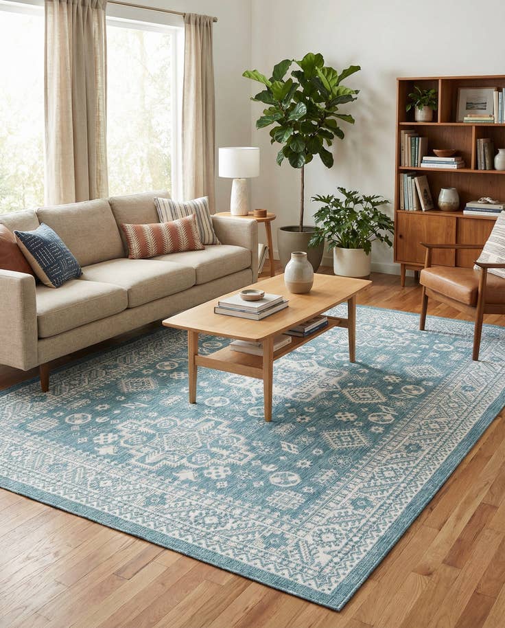 Detail image of 7' 10 x 11' Easy-Clean Aztec Indoor / Outdoor Rug