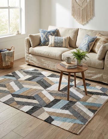 4' 1 x 6' 1 Hand Braided Chindi Cotton Rug