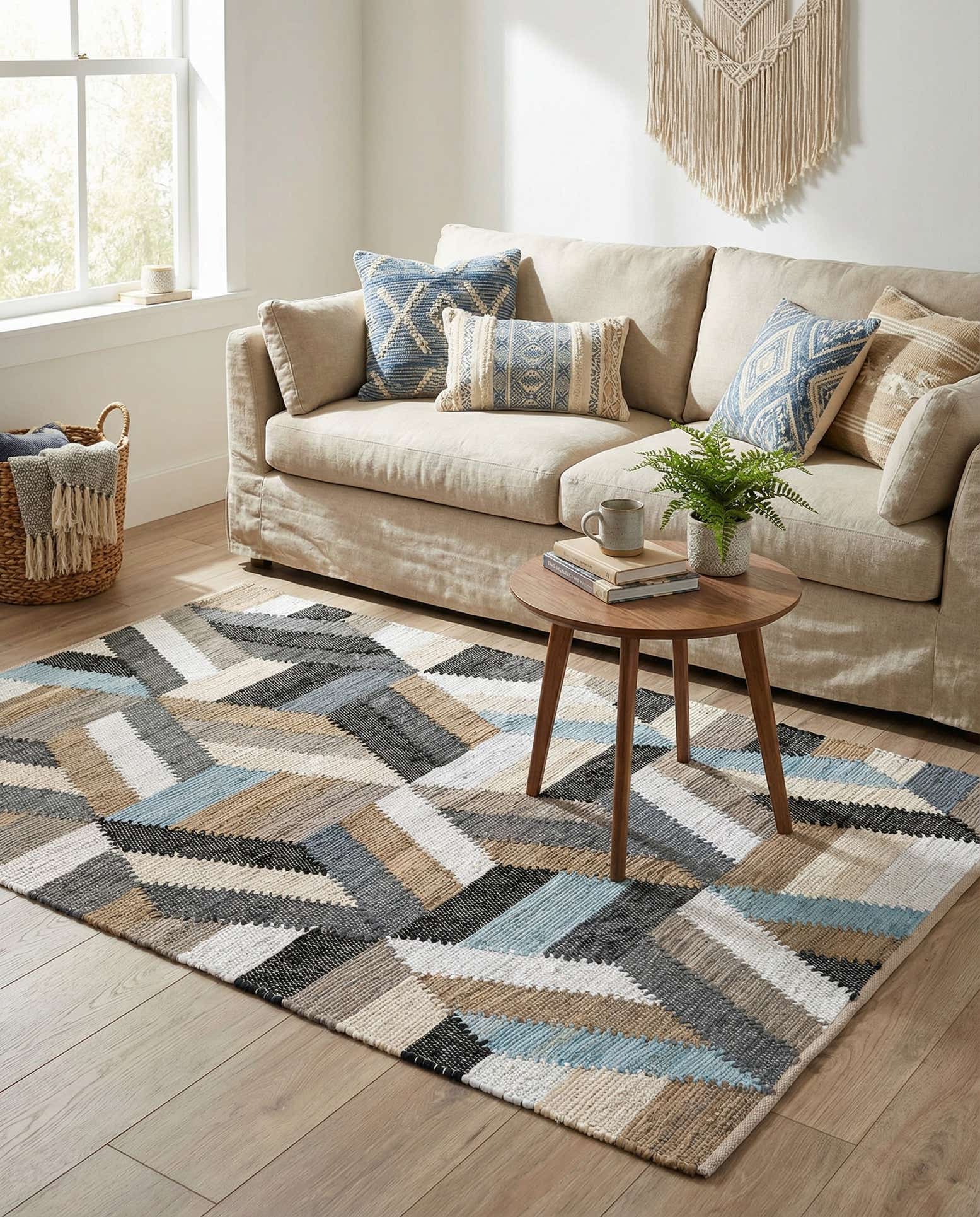 4' 1 x 6' 1 Hand Braided Chindi Cotton Rug