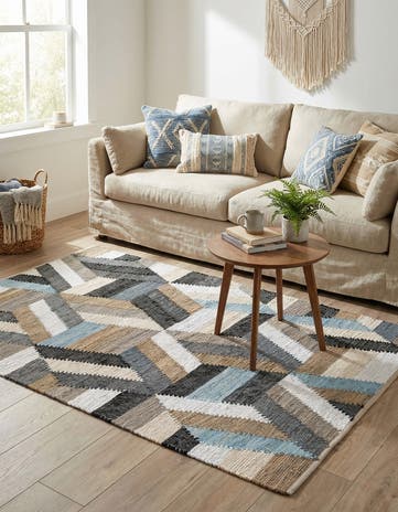 4' 1 x 6' 1 Hand Braided Chindi Cotton Rug