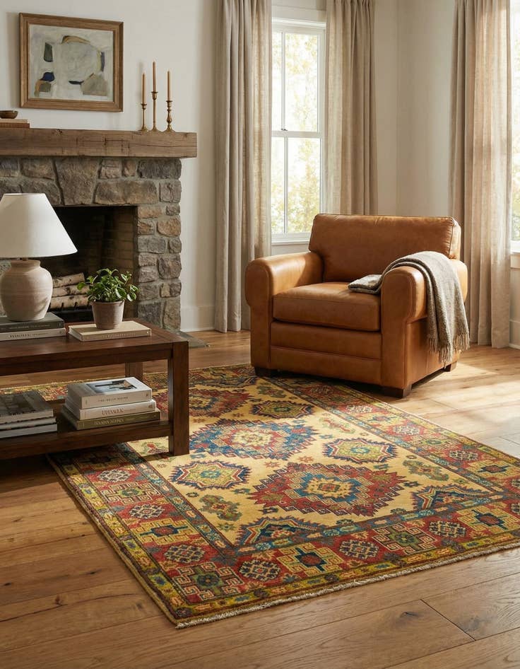 Detail image of 4' 2 x 6' 1  Hand Knotted Kazak Rug