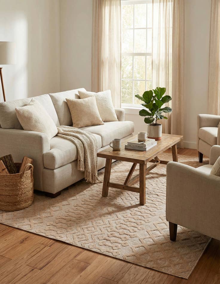 Detail image of 9' x 12'  Washable Trellis Textured Indoor / Outdoor Rug