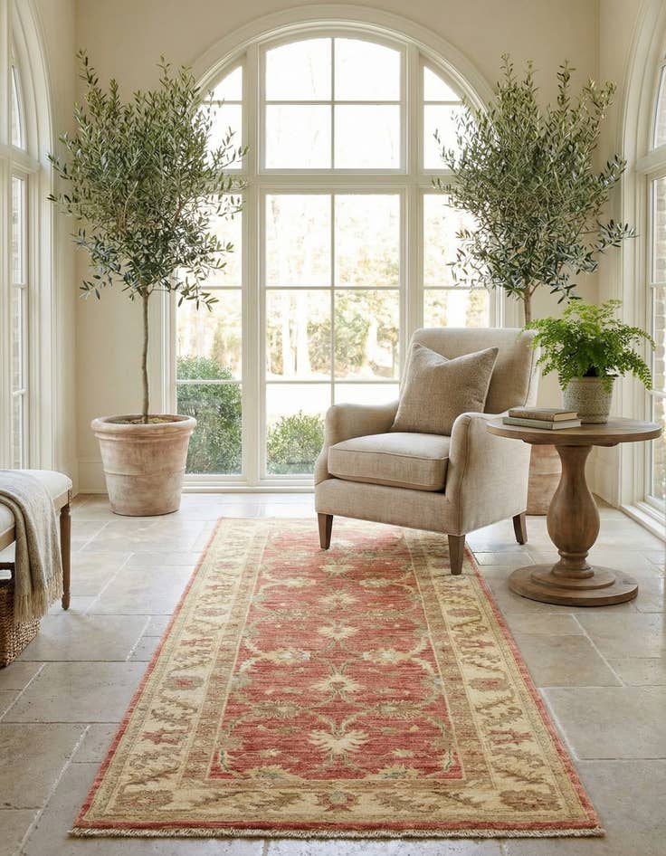 Detail image of 2' 8 x 9' 8 Hand Knotted Peshawar Ziegler Runner Rug