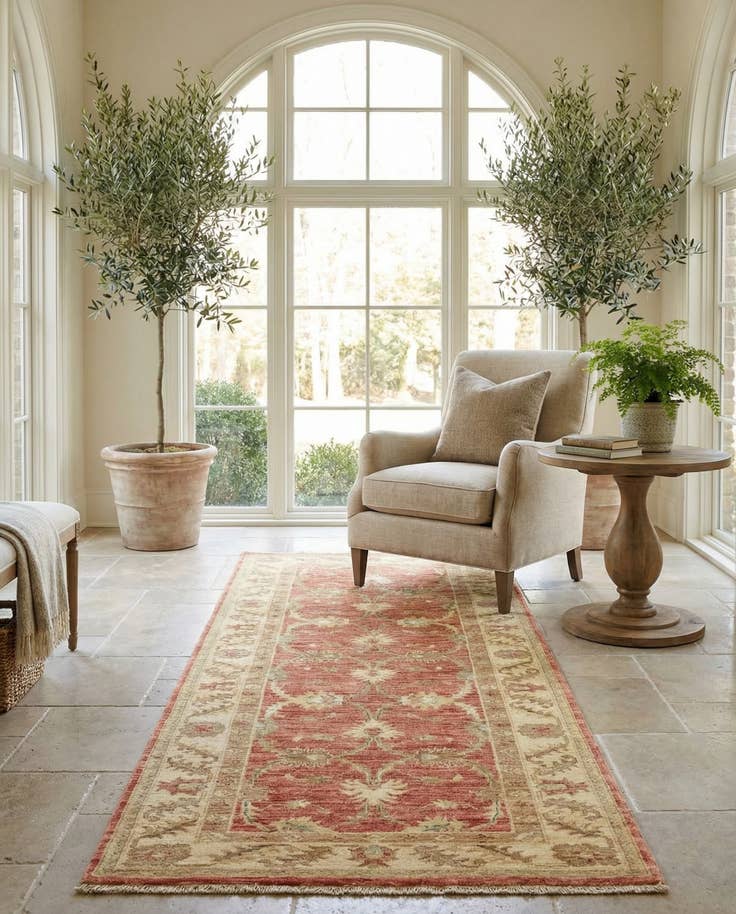 Detail image of 2' 8 x 9' 8 Hand Knotted Peshawar Ziegler Runner Rug