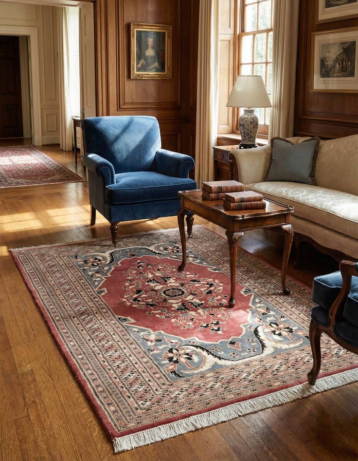 Detail image of  4' 2 x 5' 9  Hand Knotted Bokhara Oriental Rug