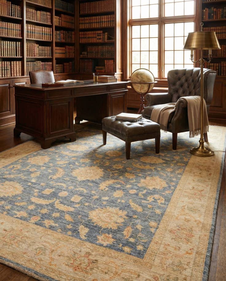 Detail image of 6' 9 x 9' 11 Hand Knotted Peshawar Ziegler Rug