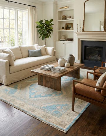 6' 1 x 9' 5 Hand Knotted Oushak Wool Rug