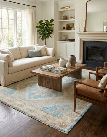 6' 1 x 9' 5 Hand Knotted Oushak Wool Rug