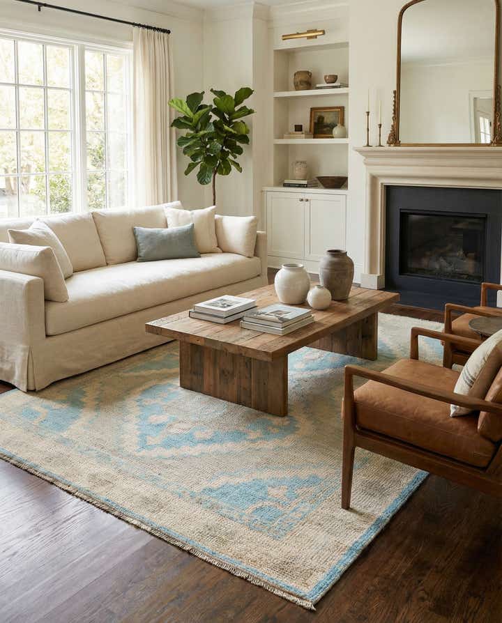 6' 1 x 9' 5 Hand Knotted Oushak Wool Rug