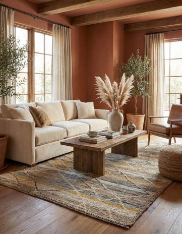 5' 9 x 9' 5 Hand Knotted Moroccan Wool Rug