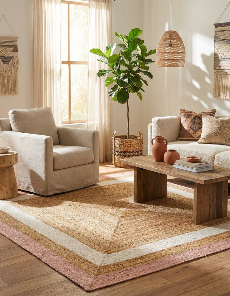 Detail image of  7' 10 x 7' 10  Hand Braided Jute Square Rug