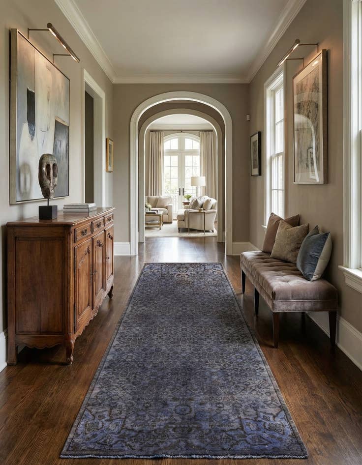 Detail image of 3' 10 x 9' 11 Hamedan Runner Rug