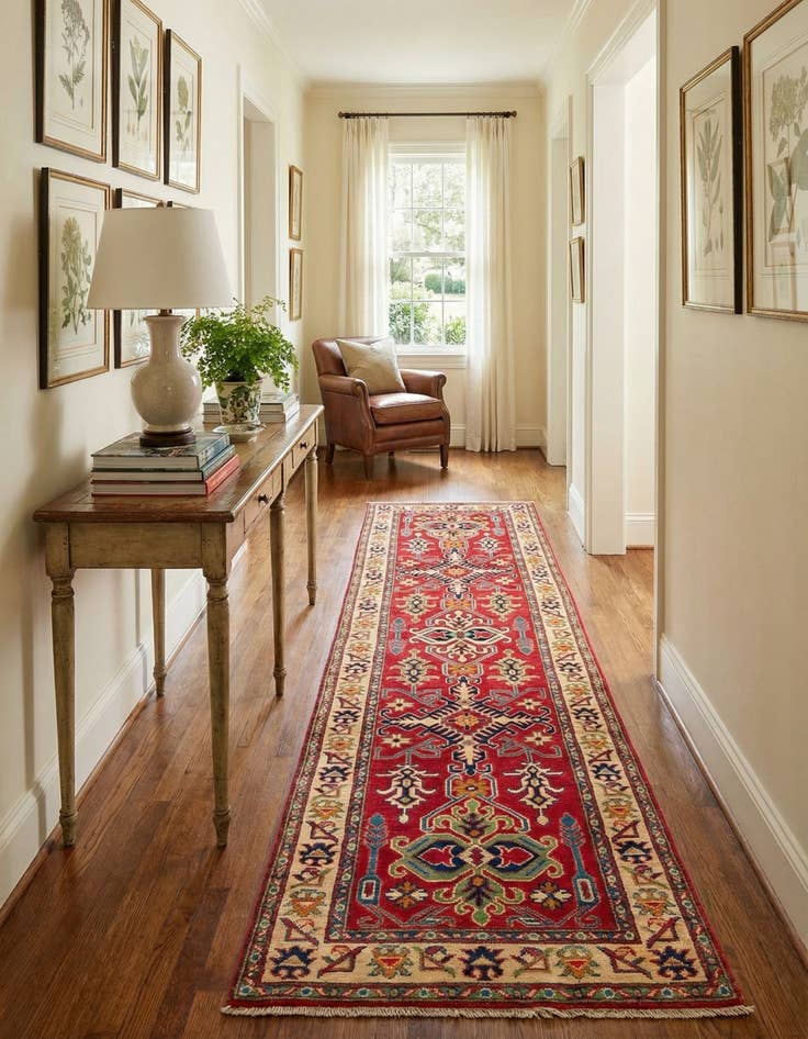 Detail image of 2' 7 x 10'  Hand Knotted Kazak Runner Rug