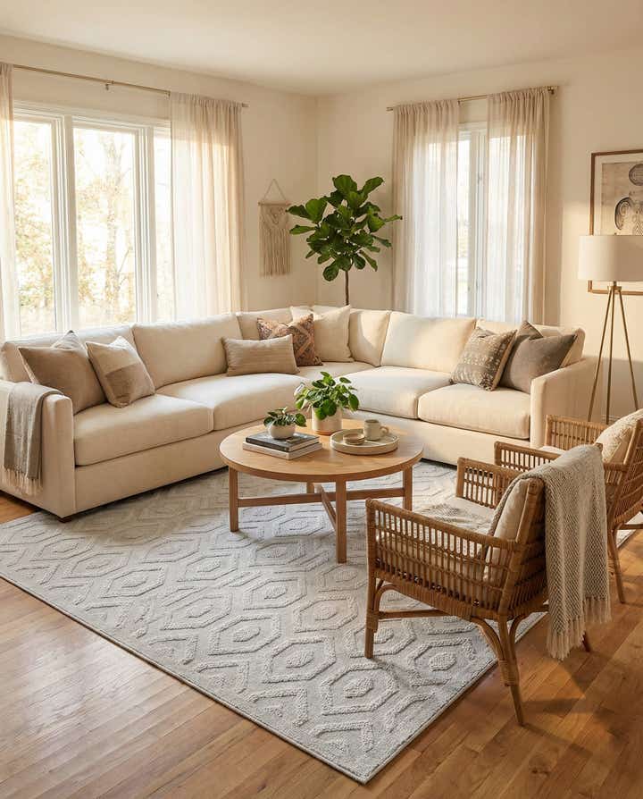 7' 10 x 10' Easy-Clean Trellis Textured Indoor / Outdoor Rug