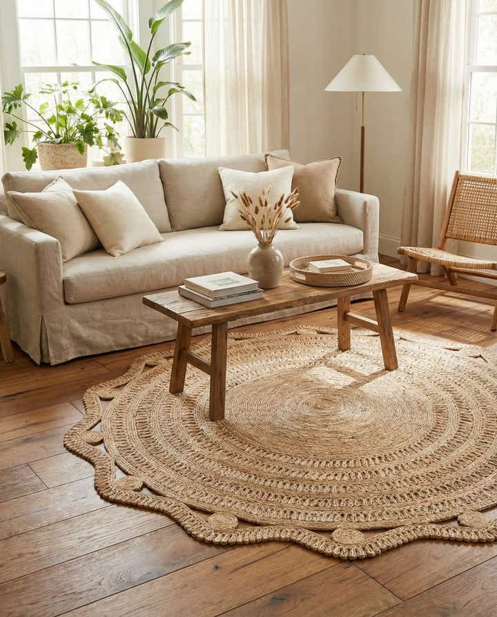 7' 10 x 7' 10 Handmade Braided Jute Round Rug