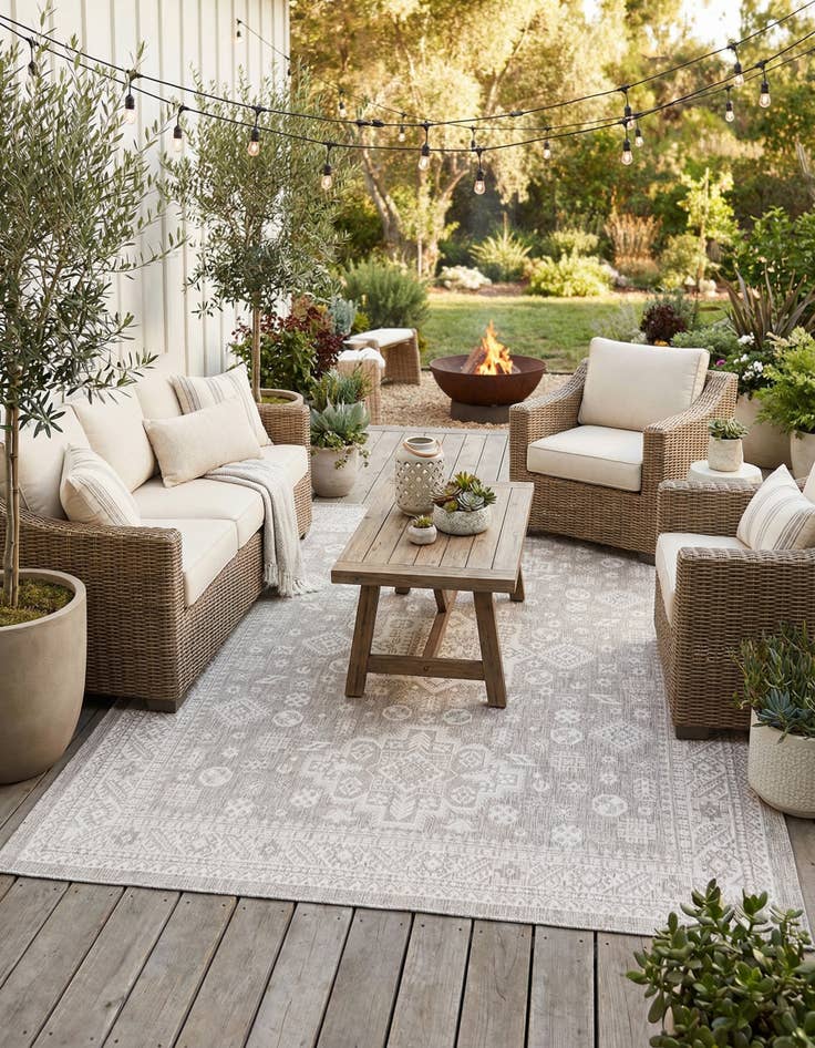 Detail image of  9' x 12'  Washable Aztec Indoor / Outdoor Rug