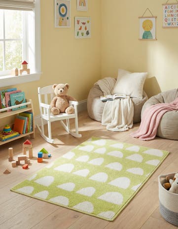 Pastel Green Whimsy Kids Rug
