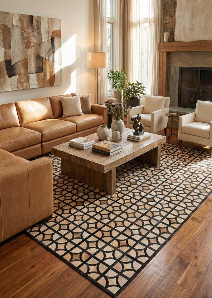 8' 2 x 10' Cowhide Leather Rug