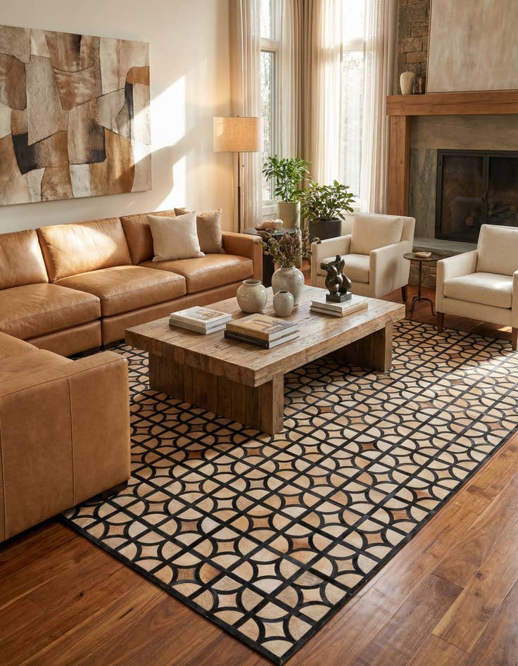 Detail image of  8' 2 x 10' Cowhide Leather Rug