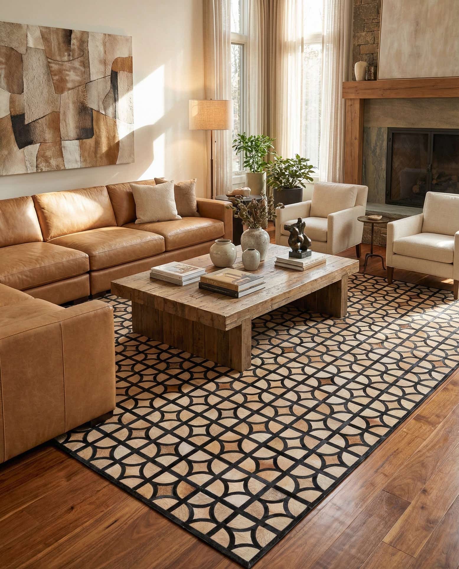 8' 2 x 10' Cowhide Leather Rug