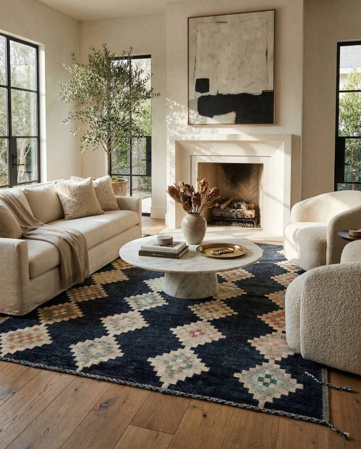 Detail image of 9' 1 x 11' 10 Hand Knotted Moroccan Wool Rug