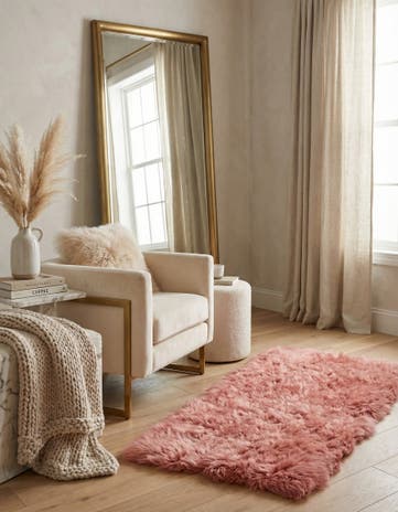Pink Sheepskin Runner Rug