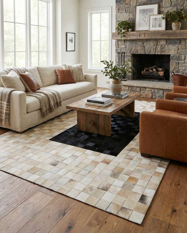 5' x 8' Cowhide Leather Rug