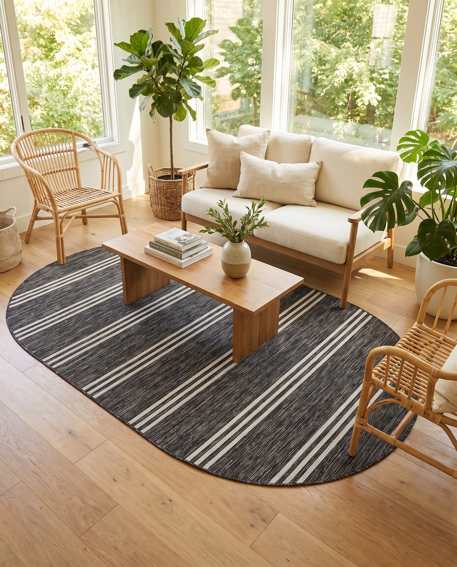 5' 3 x 8' Easy-Clean Jill Zarin Anguilla Indoor / Outdoor Oval Rug