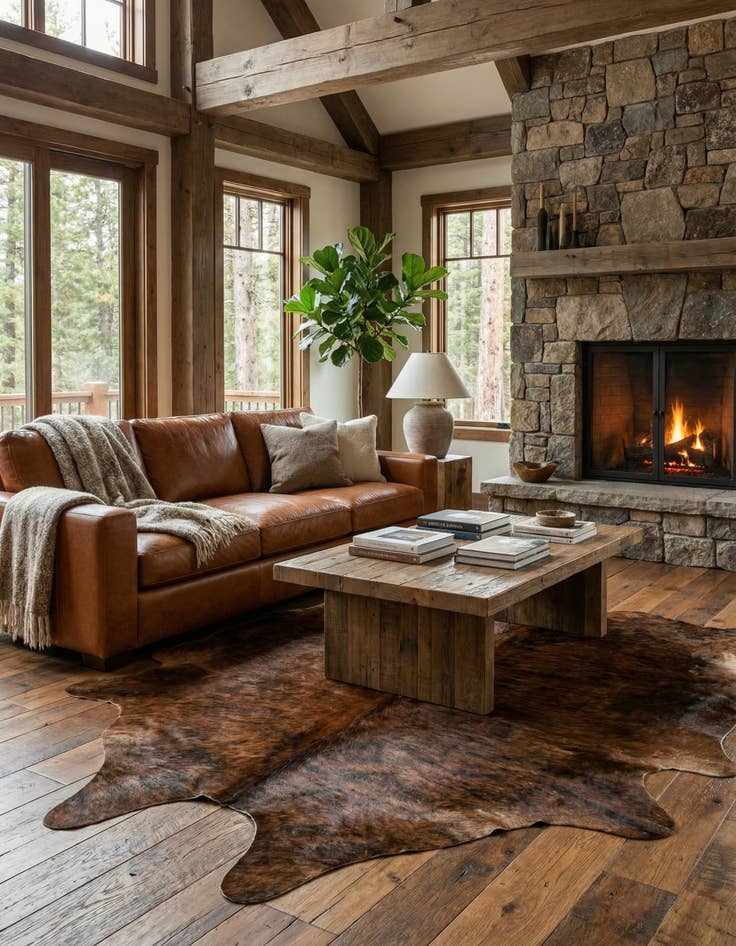 Detail image of 5' 11 x 6' 9 Cowhide Leather Rug