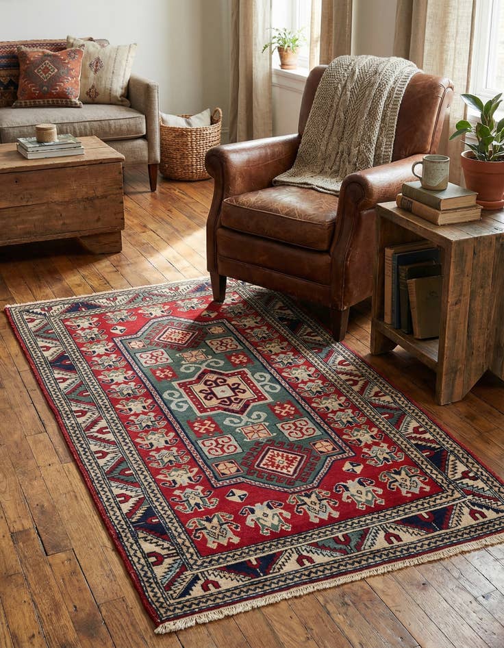 Detail image of 2' 11 x 5' 2 Hand Knotted Kazak Oriental Wool Rug