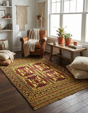 3' 10 x 6' Hand Woven Kilim Afghan Wool Rug