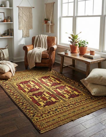 3' 10 x 6' Hand Woven Kilim Afghan Wool Rug