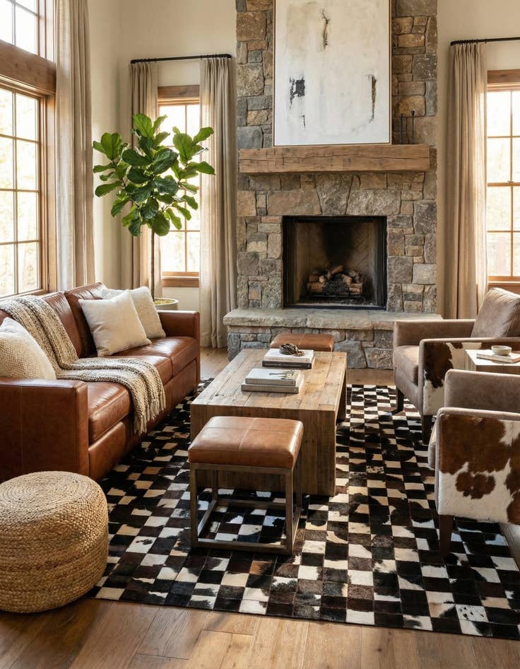 Detail image of 5' x 7' 11 Cowhide Stocks Rug