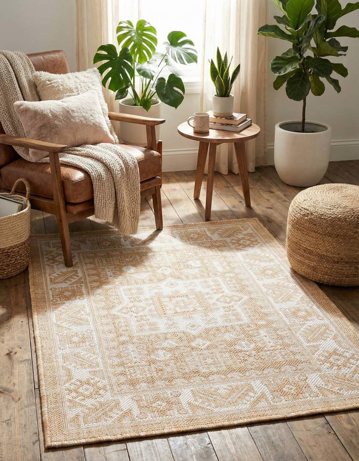 Detail image of 2' x 3'  Washable Aztec Indoor / Outdoor Rug