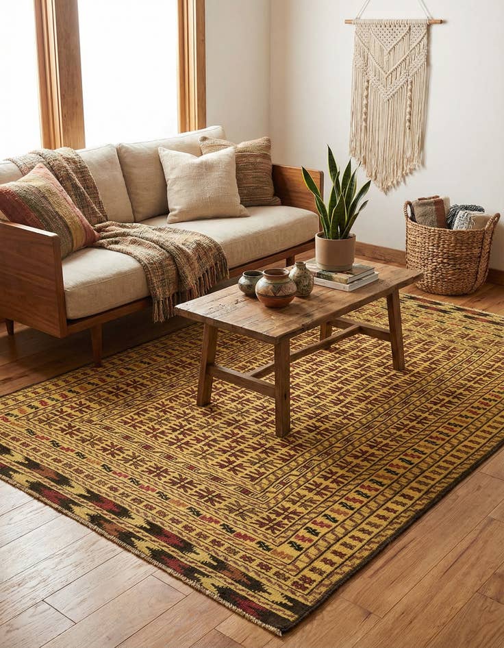 Detail image of  4' x 6' 3  Hand Knotted Sumak Wool Rug