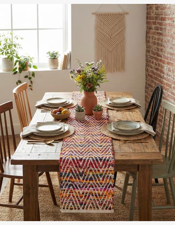 1' 2 x 6' 1 Hand Woven Chindi Chevron Table Runner Rug
