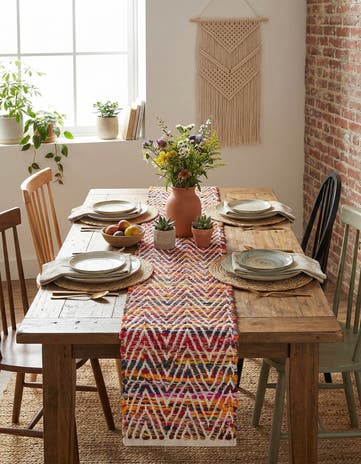1' 2 x 6' 1 Hand Woven Chindi Chevron Table Runner Rug