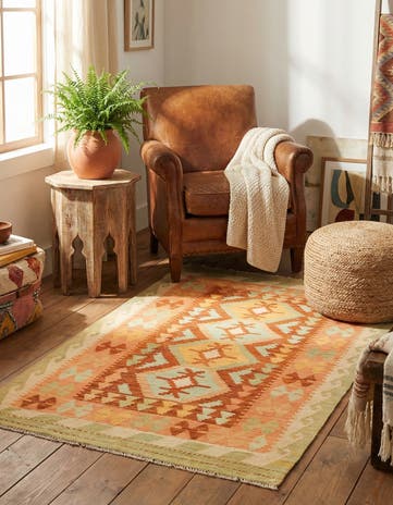 3' 2 x 5' Hand Woven Kilim Waziri Wool Rug