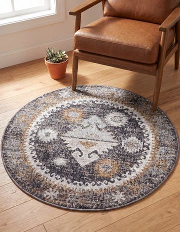 3' 3 x 3' 3 Eco Southwestern Round Rug