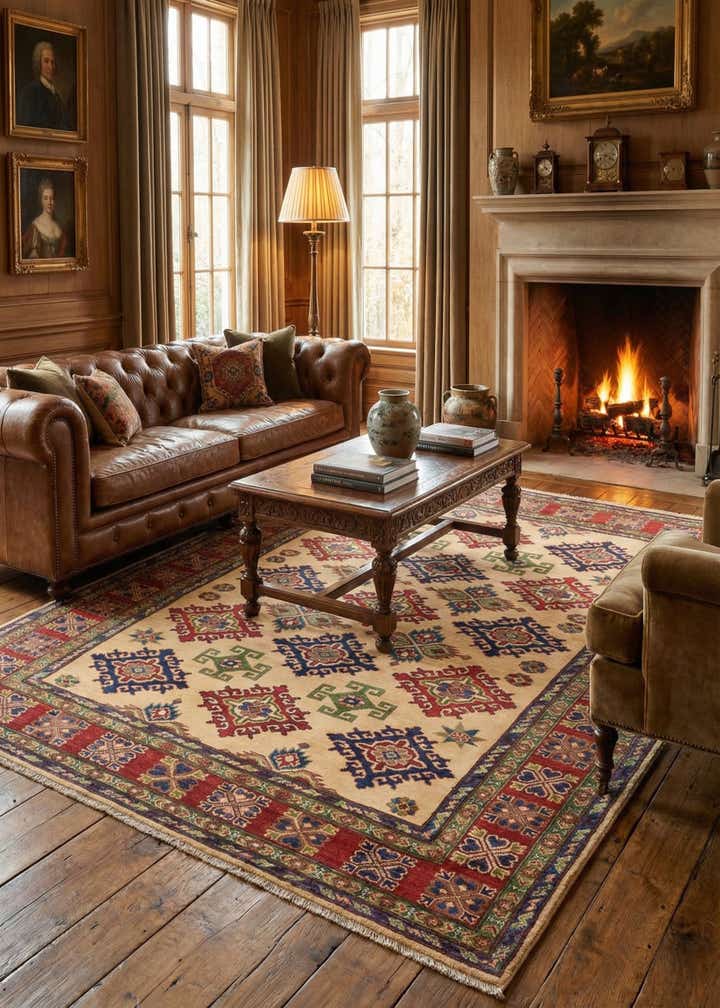 6' 9 x 9' 3 Hand Knotted Kazak Rug