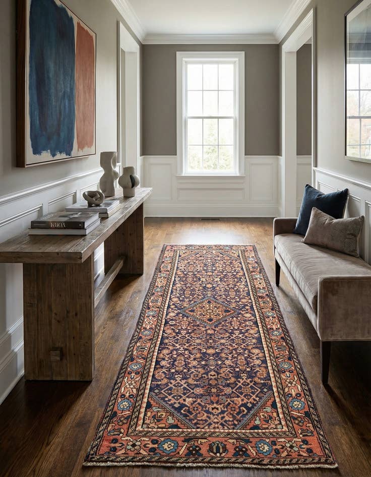 Detail image of 3' 7 x 9' 10 Hamedan Wool Runner Rug