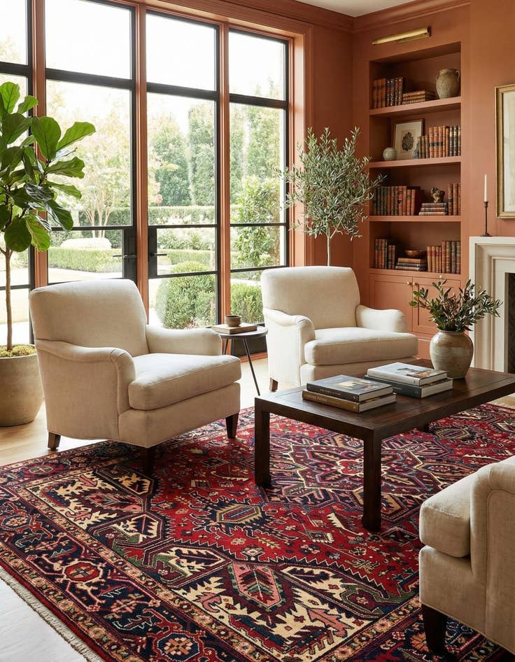 Detail image of 8' 2 x 11' 4  Hand Knotted Heriz Wool Rug