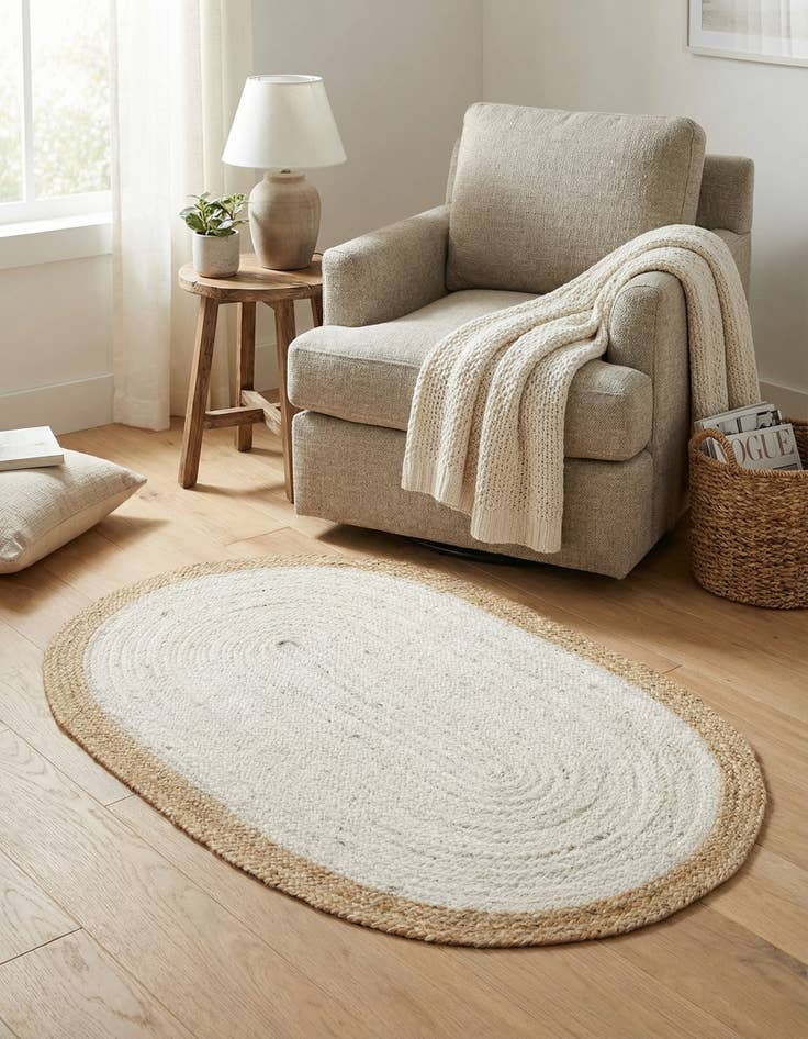 Detail image of 3' 3 x 5' 1  Hand Braided Jute Oval Rug