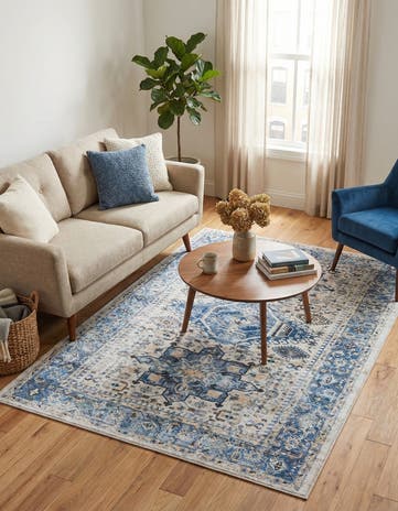 Royal Blue Washable Yara Rug