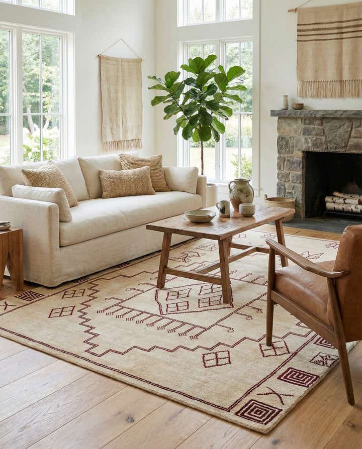 8' x 10' 9 Hand Knotted Moroccan Wool Rug