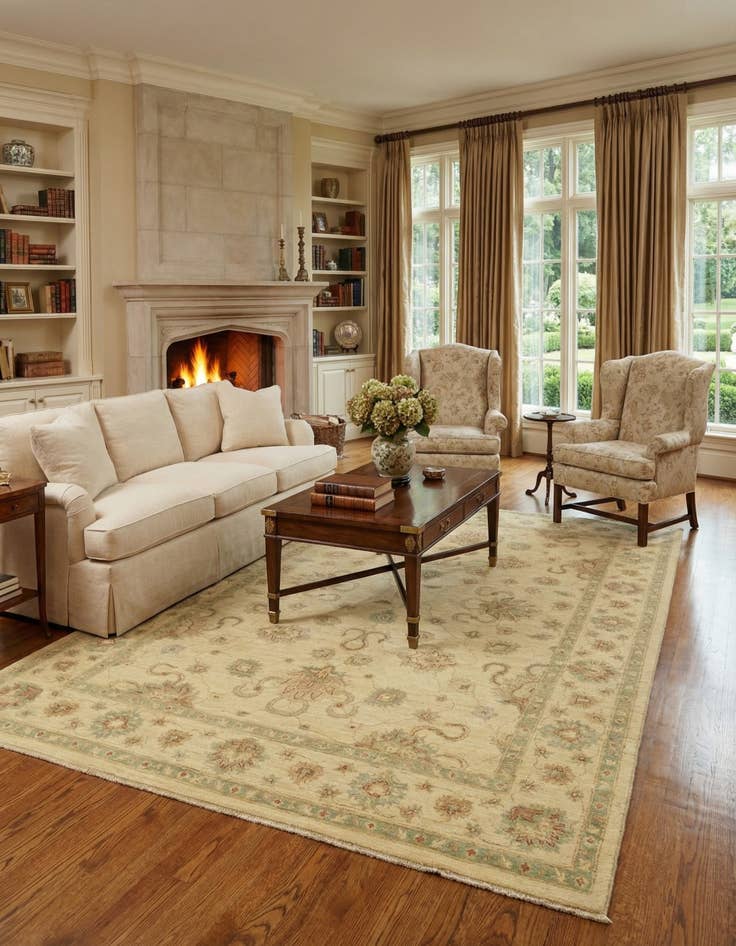 Detail image of  5' 9 x 8' 2  Hand Knotted Peshawar Ziegler Rug